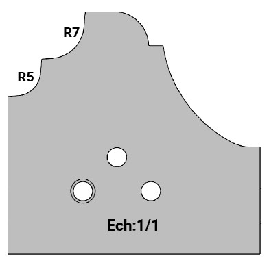 Jeu de 2 lames Rotoprofil   HSS   Bec de Corbin + Congé R5-7 