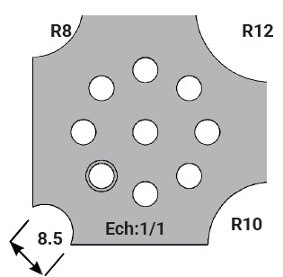 Jeu de 2 déflecteurs Rotoprofil   1/4 de rond R8-10-12 + Mouchette 8   pour P.O. O40.02MAN 