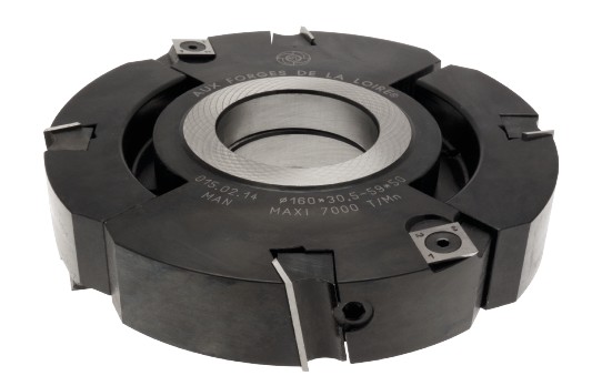 P.O. à feuillurer extensible à plaquettes HW Ø180 Ep.30.5 - 59 d50 Z4+4 Biaise alternée positive/négative Rot.Gauche / Droite