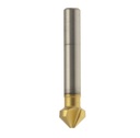 Fraise conique "Trident" DIN335-C HSS Co + TiN 90° Ø2.8 Ø2=12.4 LT.56 Q8.3 Cylindrique Z3 Rot.Droite 