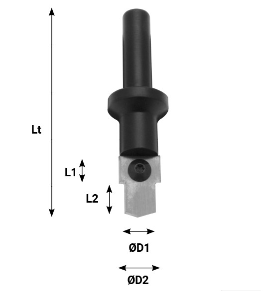 Mèche à profiler   à plaquettes HW   Crémone oscillo-battante  Ø 12/16.2  LC. 12/11.2  LU. 23.2  LT. 81  Q 12  Z 2  Rot. Droite 