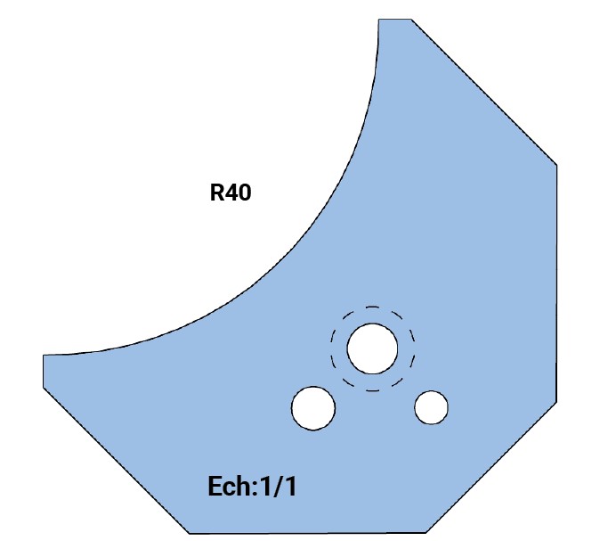 Jeu de 2 déflecteurs Rotoprofil   1/4 de rond R40   pour P.O. O40.01 