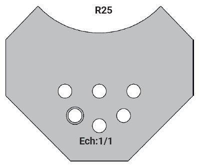 Jeu de 2 déflecteurs Rotoprofil   1/4 de rond R25   pour P.O. O40.02MAN 