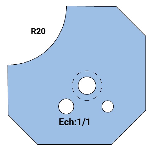 Jeu de 2 plaquettes de rechange Rotoprofil   HW   1/4 de rond R20   pour P.O. O40.01 