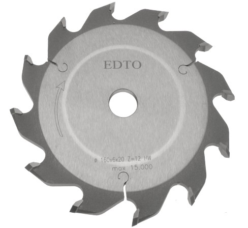 Lame à rainer HW Ø160 Ep.6.0 x3.2 Z12 Dent.En V Positif d20 