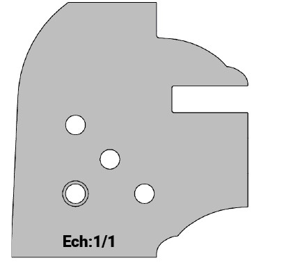 Jeu de 2 lames Rotoprofil   HSS   Moulure et Contre-profil Avt.18 + Plate-bande tonneau R25 