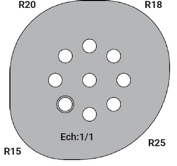 Jeu de 2 plaquettes de rechange Rotoprofil   HW   Congé R15-18-20-25   pour P.O. O40.01 