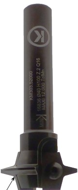 Mèche à profiler à plaquettes HW 1/4 de rond R2 Ø40 LC.2 LU.2 LT.100 Q16 Z2 Neutre Rot.Droite Travail dessus / dessous