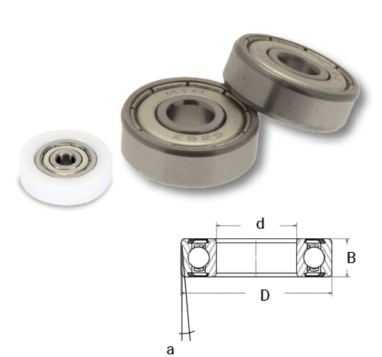 Roulement à billes Téflon D.21.8 d6.35 Ep.6.5 Pente 10° pour mèche M76000C05