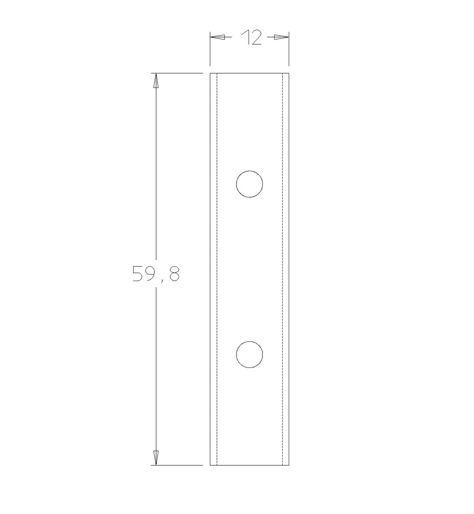 Plaquette   Carbure   60x12x1.5  Z 2   2 trous 