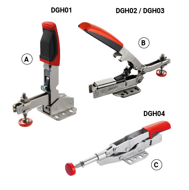 Sauterelle à serrage vertical serrage variable à tirer LG.0/60mm 2500N Embase horizontale