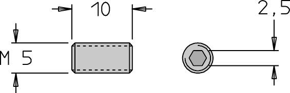 Vis sans tête   M5  x 10   6 pans H2.5 