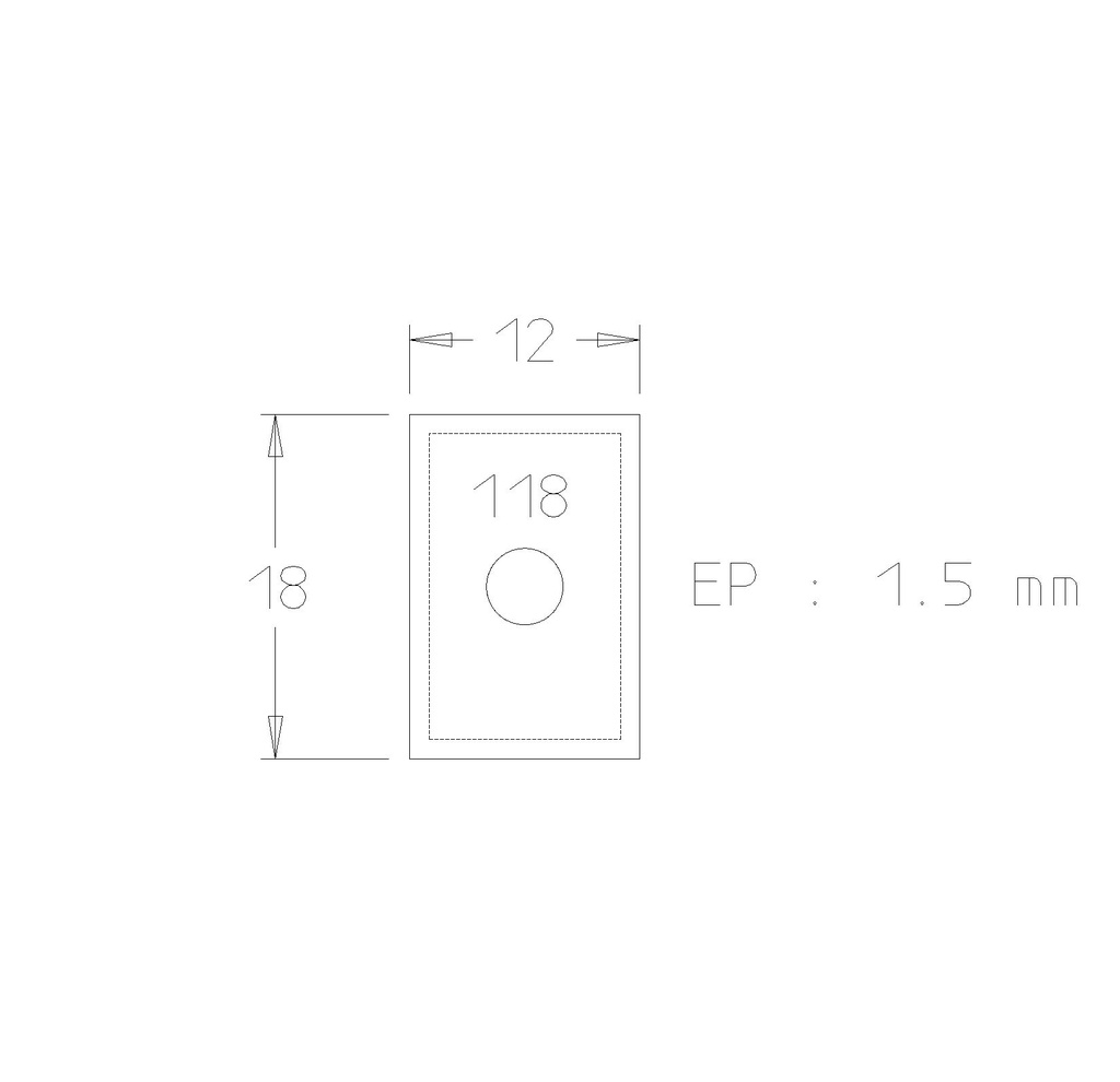 Plaquette   Carbure   18x12x1.5  Z 4   1 trou 