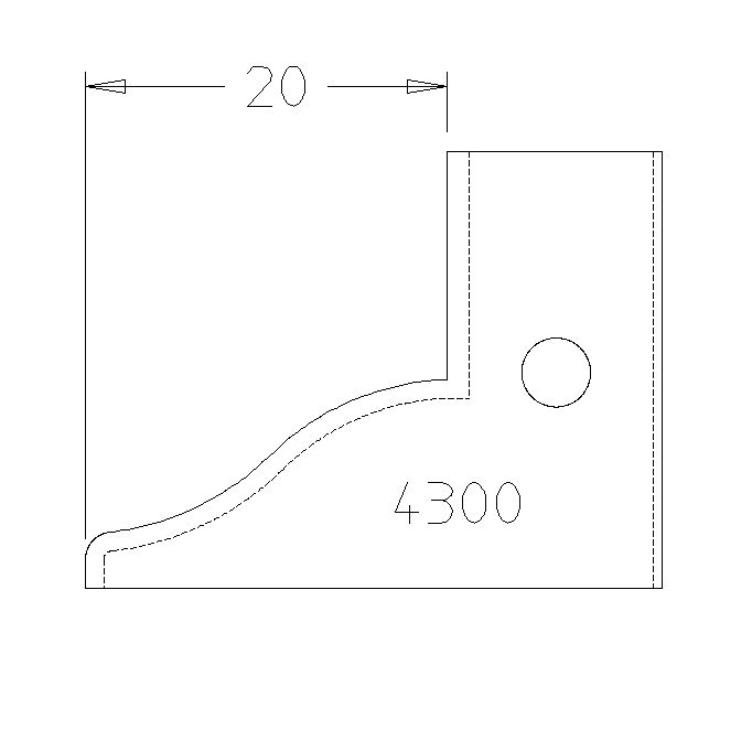 PLAQUETTE CONTRE PROFIL DOUCINE SIMPLE DE 20MM T.DESSUS
