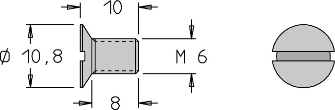 Vis tête fraisée   M6  x 10   Fente 