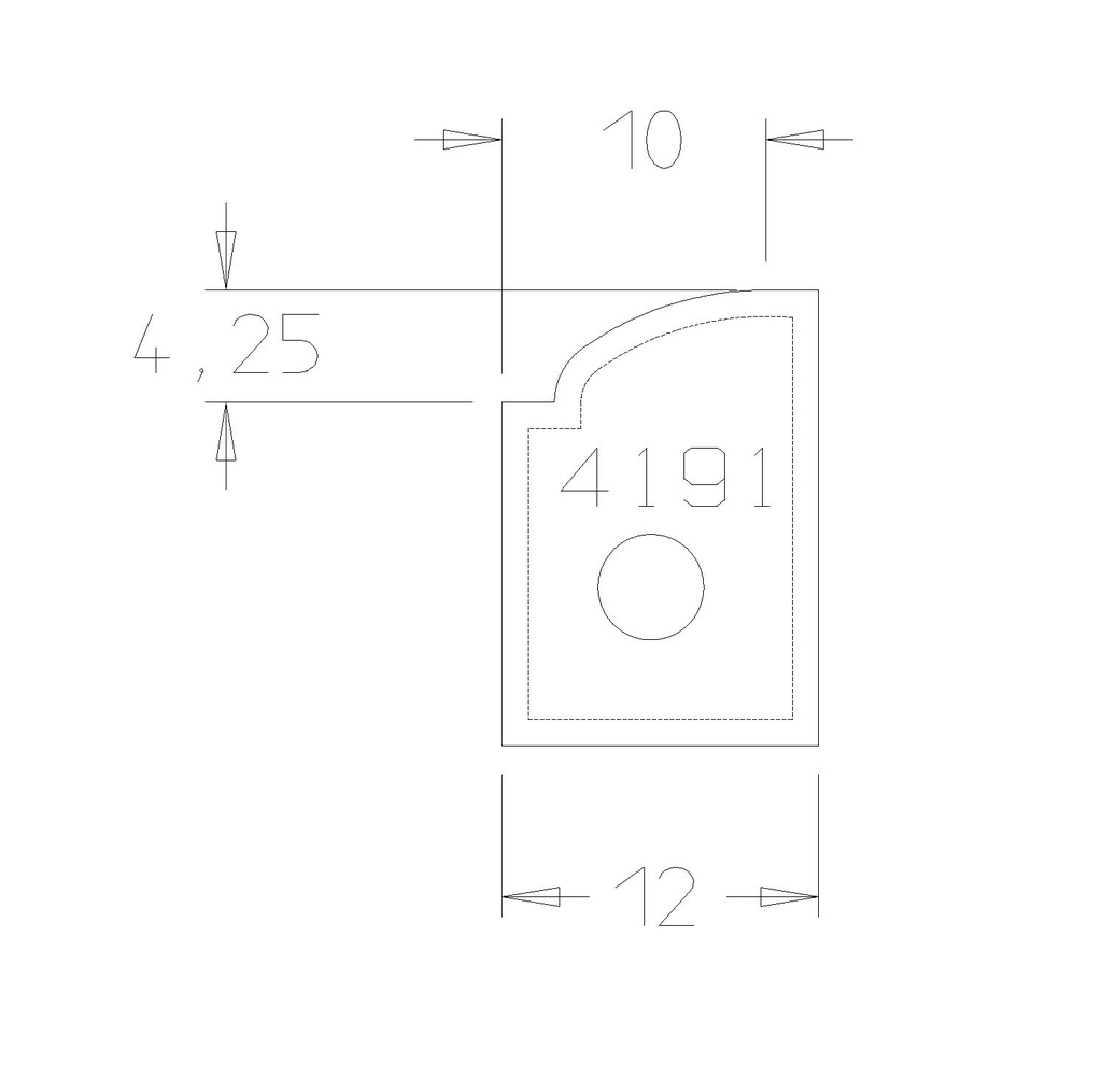 PLAQUETTE  PROFIL CONGE +CARRE T DESSOUS 