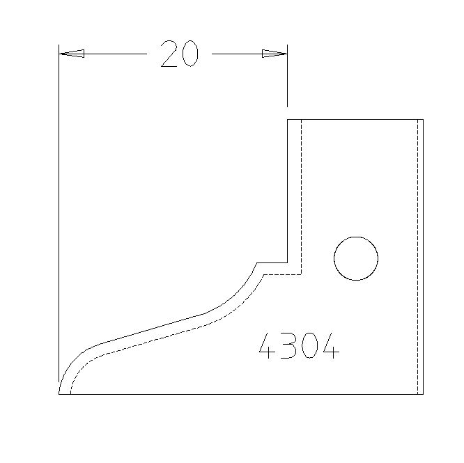 PLAQUETTE CONTRE PROFIL LOUIS PHILIPPE DE 20MM T.DESSUS