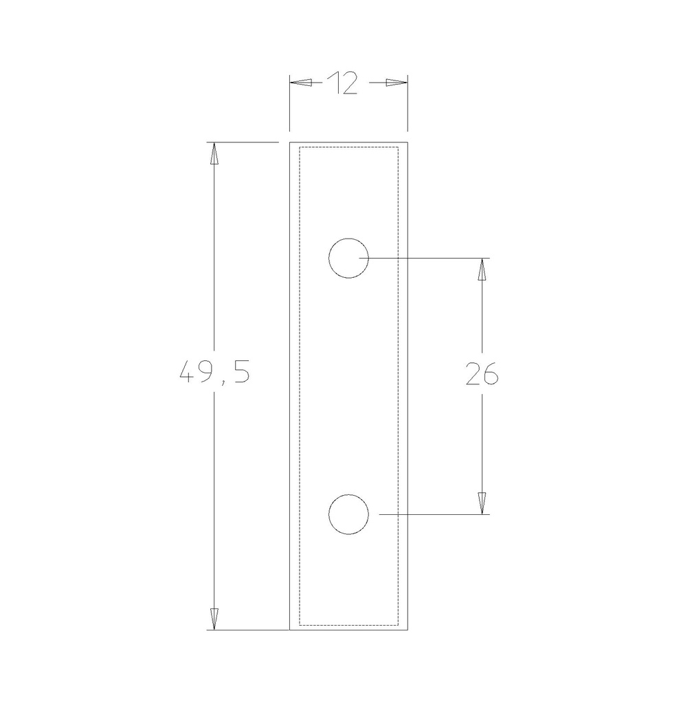 Plaquette   Carbure   49.5x12x1.5  Z 4   2 trous 
