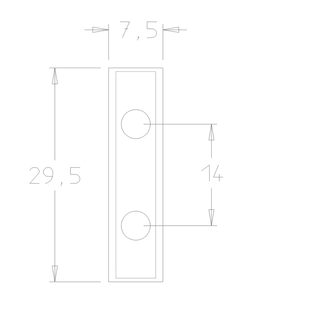 Plaquette   Carbure   29.5x7.5x1.5  Z 4   2 trous 