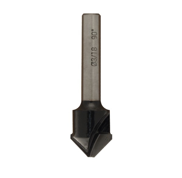 Mèche à profiler   HW Brasé   Folding   90° + Plat 3mm  Ø 18  LC. 8  LU. 8  LT. 60  Q 8  Z 2  Rot. Droite ALUCOBOND