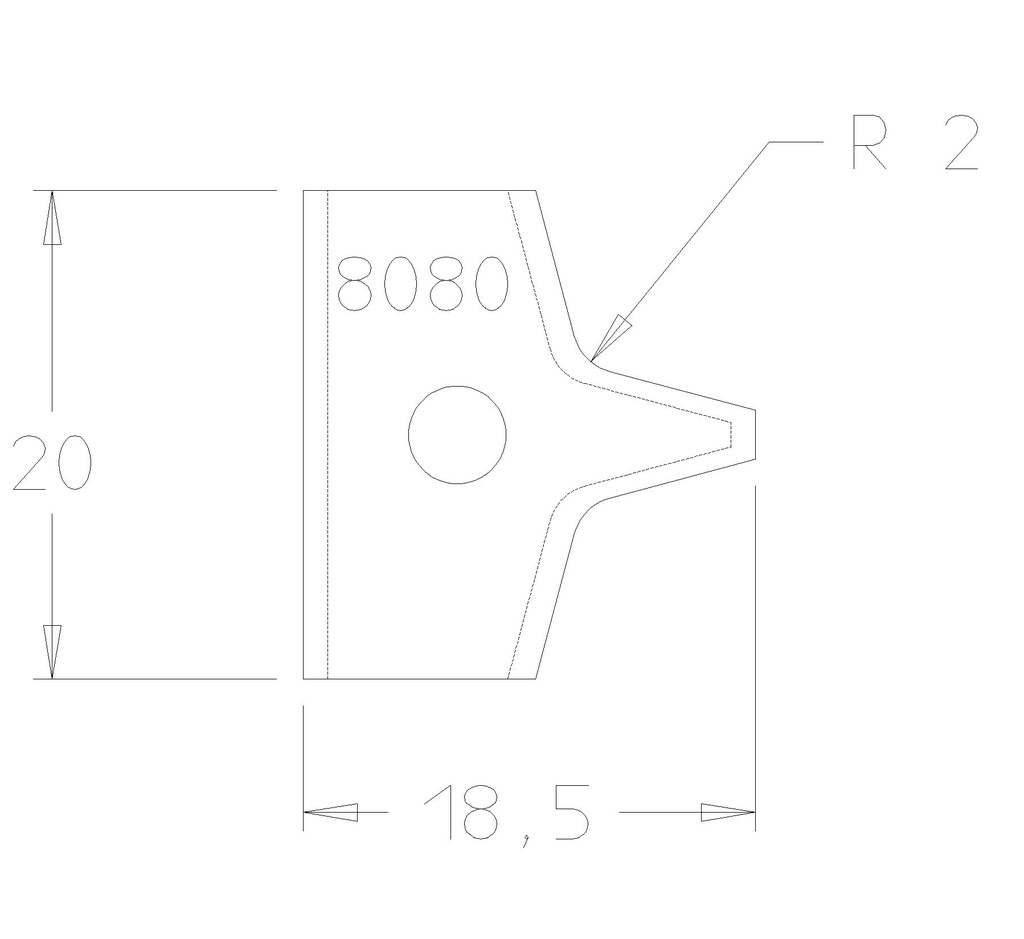 PLAQ.A ARRONDIR R2 20X20X2 DSUS/DSOUS 