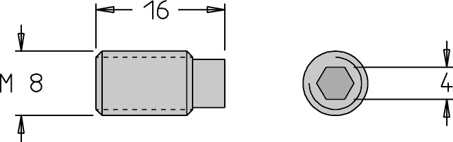 Vis sans tête   M8  x 16   6 pans H4.0 