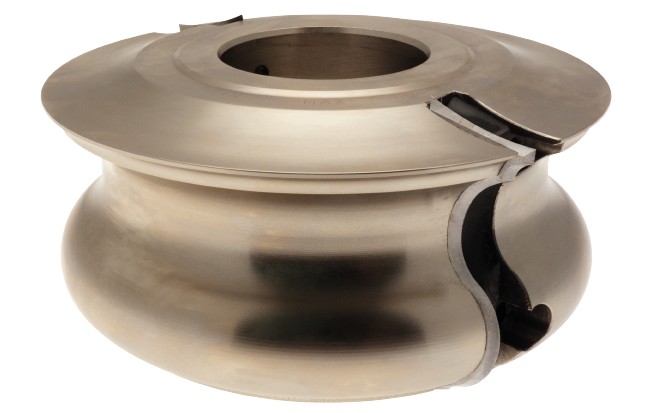 P.O. à profiler à plaquettes HW Main courante R12.7 + Arrondi Ø138 LU.60 d50 Z2 Rot.Droite Tr.Dessous (Multiprofil)