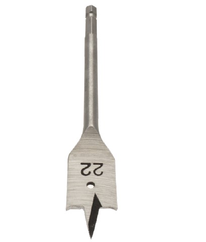 Mèche plate Acier 3 pointes Ø30 LU.105 LT.150 Q6.35 Hexagonale Z2 Rot.Droite 