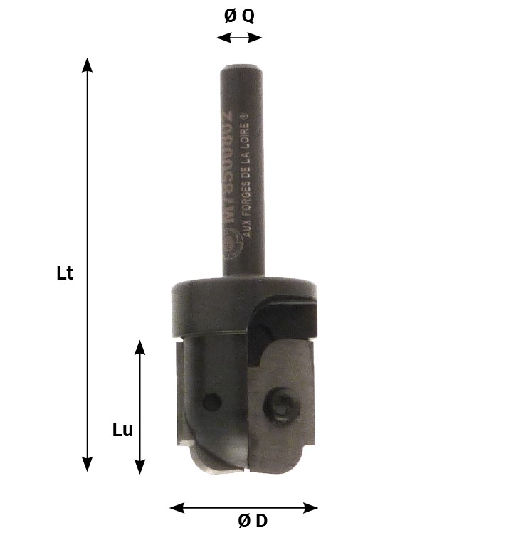 Mèche à profiler   à plaquettes HW   Congé - Multiprofil   (nue)  Ø 25  LC. 24  LU. 24  LT. 74  Q 12  Z 2  Rot. Droite 