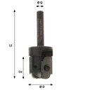 Mèche à profiler   à plaquettes HW   Congé - Multiprofil   (nue)  Ø 25  LC. 24  LU. 24  LT. 74  Q 12  Z 2  Rot. Droite 