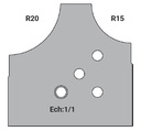 Jeu de 2 lames Rotoprofil HW 1/4 de rond R15-20 