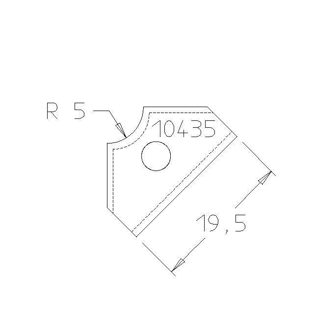Plaquette 1/4 R5 19.5x12x1.5 mm