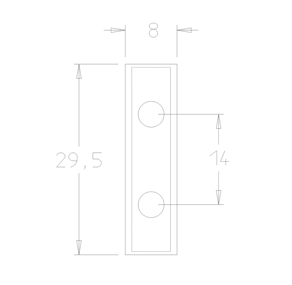 Plaquette   Carbure   29.5x8x1.5  Z 4   2 trous 