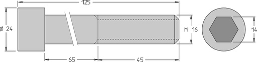 Vis tête cylindrique (CHC)   M16  x 125   6 pans H14 