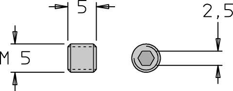 Vis sans tête   M5  x 5   6 pans H2.5 