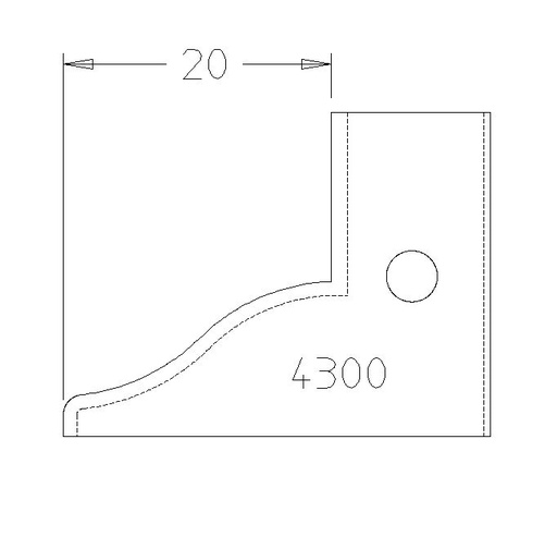 PLAQUETTE CONTRE PROFIL DOUCINE SIMPLE DE 20MM T.DESSUS