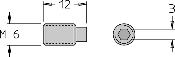 Vis sans tête   M6  x 12   6 pans H3.0 