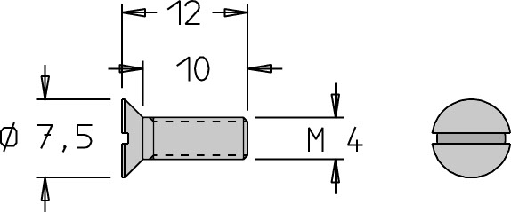 Vis tête fraisée   M4  x 12   Fente 
