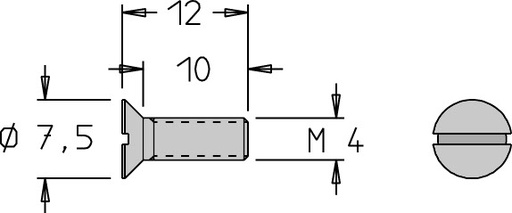 Vis tête fraisée   M4  x 12   Fente 