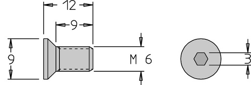 Vis tête fraisée   M6  x 12   6 pans H3.0 