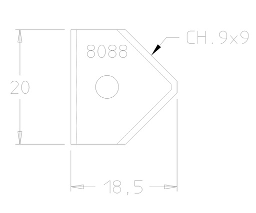 PLAQ.A CHANFREINER 20X20X2 DSUS/DSOUS 