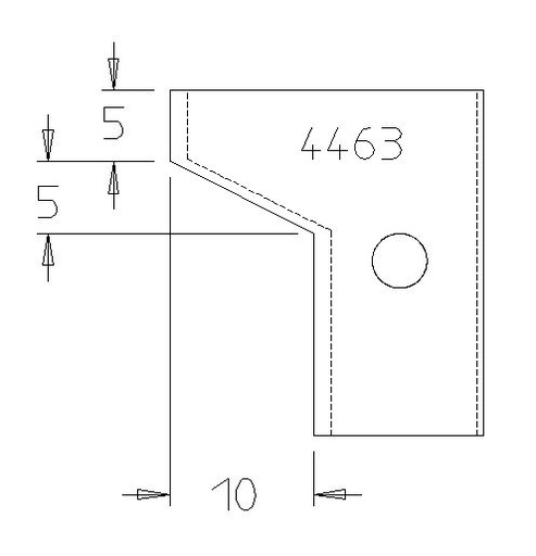PLAQ.CONTRE PROFIL CHANFREIN 5X10 CARRE 5 MM T.DESSOUS