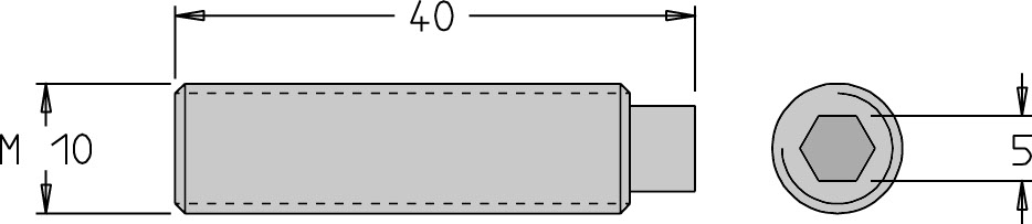 Vis sans tête avec téton   M10  x 40   6 pans H5.0 