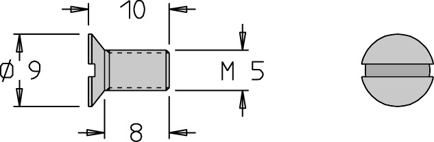 Vis tête fraisée   M5  x 10   Fente 