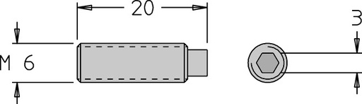 Vis sans tête   M6  x 20   6 pans H3.0 