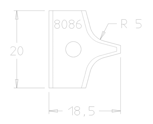 PLAQ.A ARRONDIR R5 20X20X2 DSUS/DSOUS 