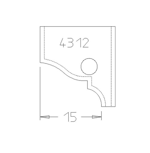 PLAQUETTE DOUCINE A BAGUETTE 15MM DESSUS 