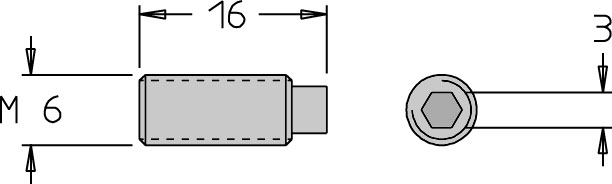 Vis sans tête   M6  x 16   6 pans H3.0 