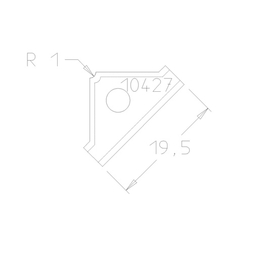 Plaquette 1/4 R1 19.5x12x1.5 mm