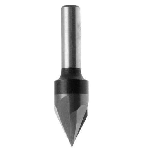 Mèche à graver   HWM   Pointe   90°  Ø 25.4  LC. 12.7  LU. 12.7  LT. 48  Q 8  Z 2  Rot. Droite 